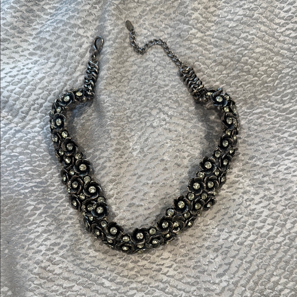 Zara Black and Silver Floral Necklace